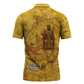 Mansa Musa Zipper Polo Shirt Golden Legacy Theme Ancient Map Regal Portrait of Mali Emperor Timbuktu - African Pride