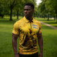 Mansa Musa Zipper Polo Shirt Golden Legacy Theme Ancient Map Regal Portrait of Mali Emperor Timbuktu - African Pride