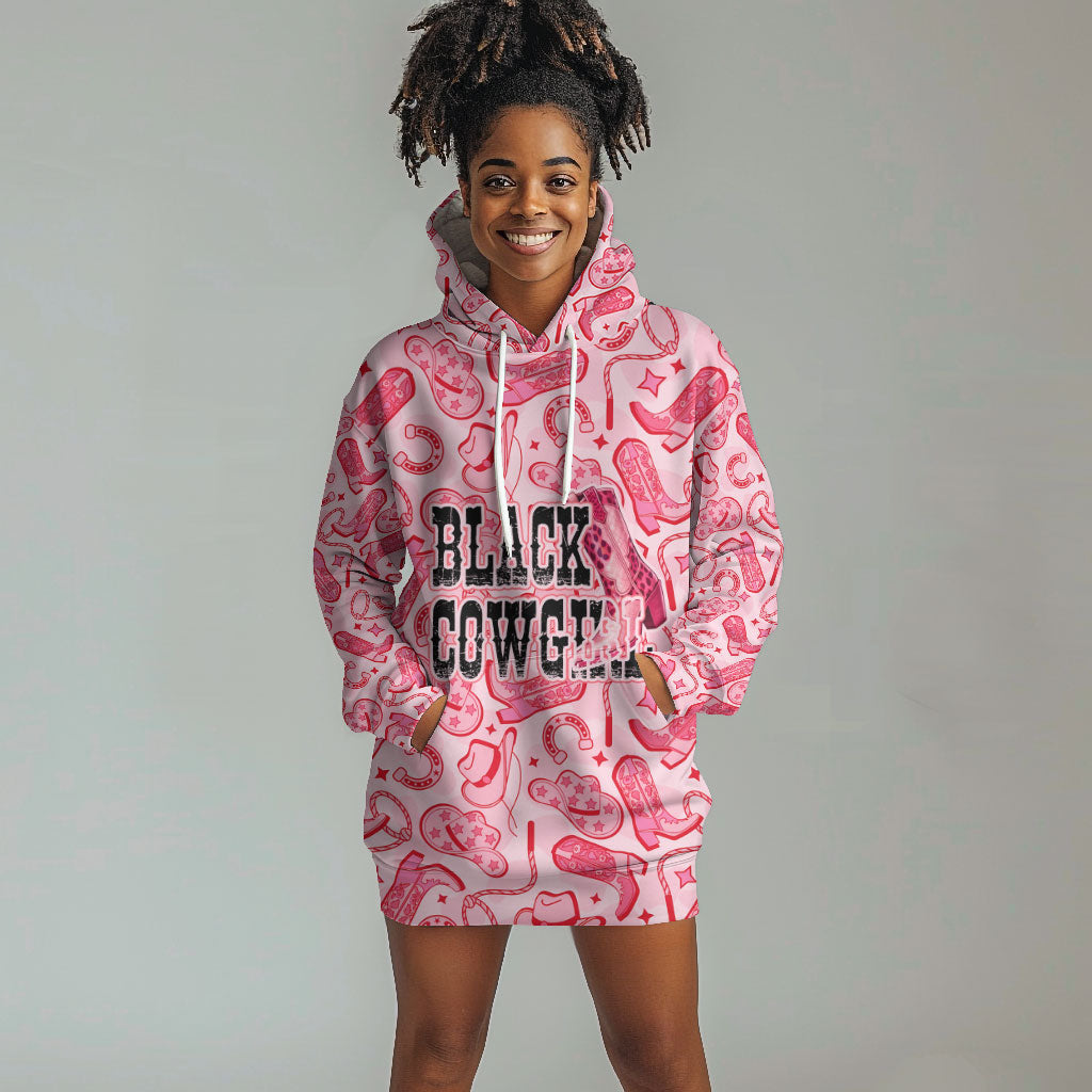Black Cowgirl Hoodie Dress Boots And Bling - Pink Leopard Western Diva Melanin