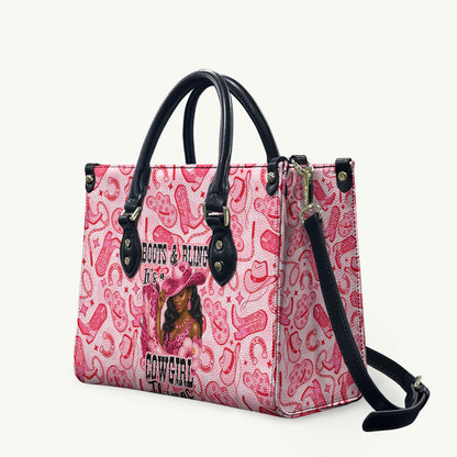 Black Cowgirl Leather Bag Boots And Bling - Pink Leopard Western Diva Melanin