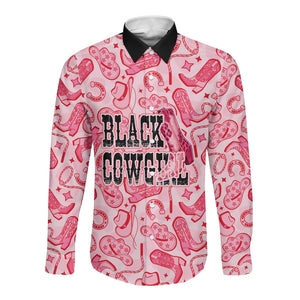 Black Cowgirl Long Sleeve Button Shirt Boots And Bling - Pink Leopard Western Diva Melanin