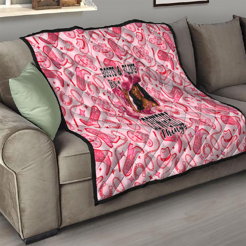 Black Cowgirl Quilt Boots And Bling - Pink Leopard Western Diva Melanin