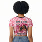 Black Cowgirl Raglan Cropped T shirt Boots And Bling - Pink Leopard Western Diva Melanin