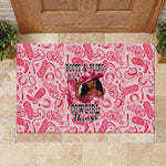 Black Cowgirl Rubber Doormat Boots And Bling - Pink Leopard Western Diva Melanin