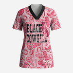 Black Cowgirl Scrub Top Boots And Bling - Pink Leopard Western Diva Melanin