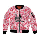 Black Cowgirl Sleeve Zip Bomber Jacket Boots And Bling - Pink Leopard Western Diva Melanin