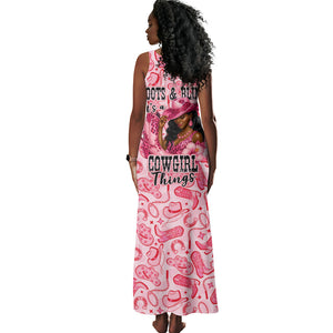 Black Cowgirl Tank Maxi Dress Boots And Bling - Pink Leopard Western Diva Melanin