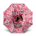 Black Cowgirl Umbrella Boots And Bling - Pink Leopard Western Diva Melanin