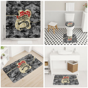 Black Cowgirl Lasso Horseshoe Bathroom Set Vintage Retro Leopard Animal