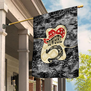 Black Cowgirl Lasso Horseshoe Garden Flag Vintage Retro Leopard Animal