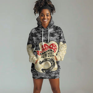 Black Cowgirl Lasso Horseshoe Hoodie Dress Vintage Retro Leopard Animal
