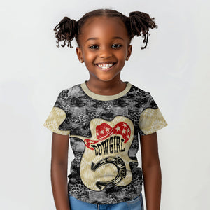 Black Cowgirl Lasso Horseshoe Kid T shirt Vintage Retro Leopard Animal