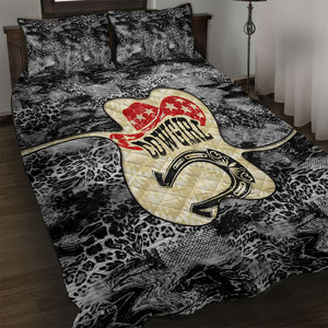 Black Cowgirl Lasso Horseshoe Quilt Bed Set Vintage Retro Leopard Animal
