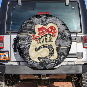 Black Cowgirl Lasso Horseshoe Spare Tire Cover Vintage Retro Leopard Animal