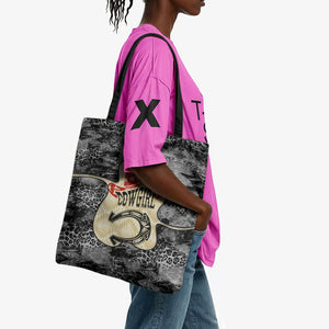 Black Cowgirl Lasso Horseshoe Tote Bag Vintage Retro Leopard Animal