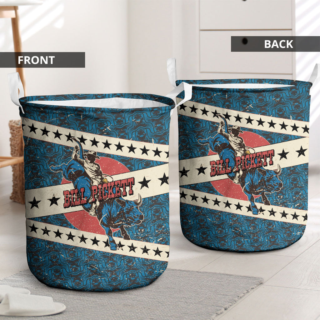 Bill Pickett Black Cowboy Laundry Basket Western American Heritage - Grunge Stars And Stripes