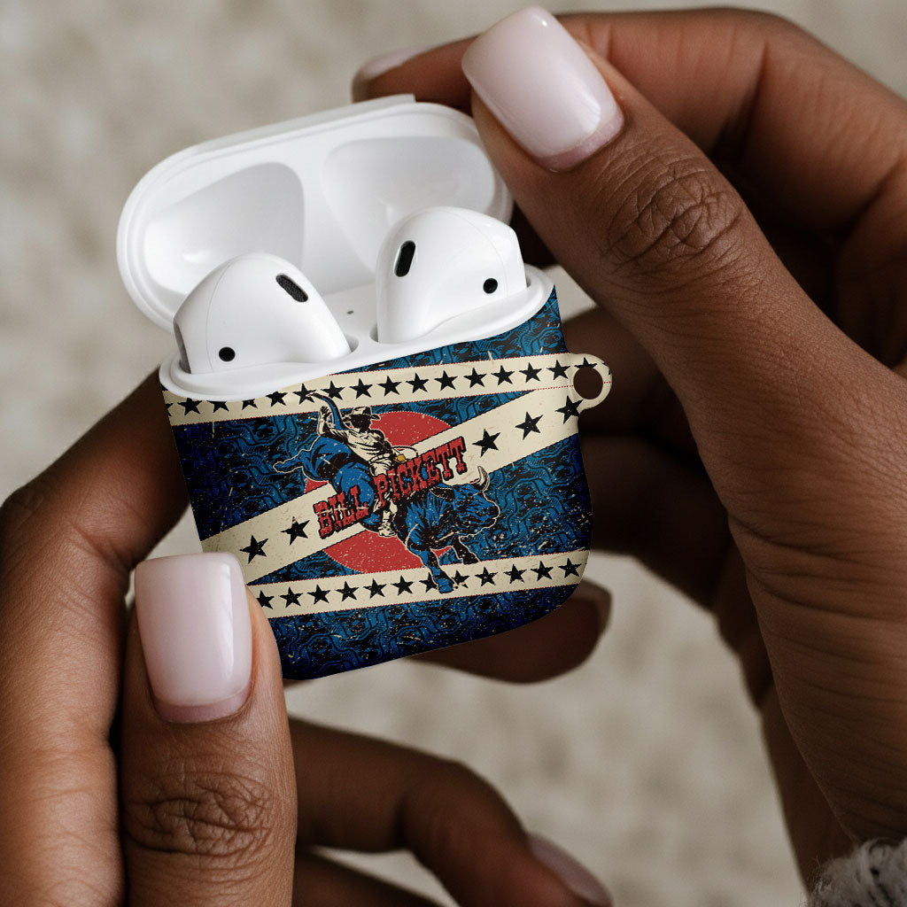 Bill Pickett Black Cowboy AirPods Case Western American Heritage - Grunge Stars And Stripes