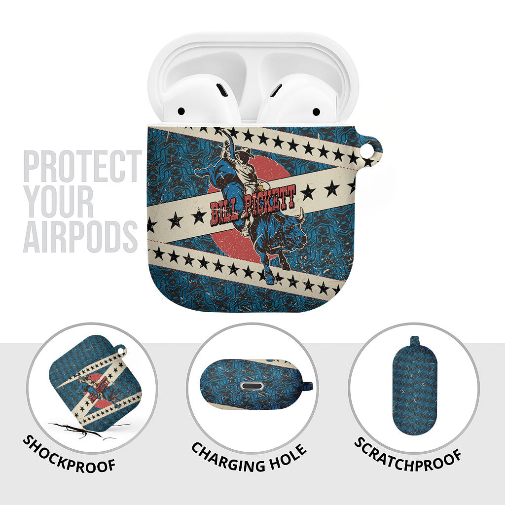 Bill Pickett Black Cowboy AirPods Case Western American Heritage - Grunge Stars And Stripes