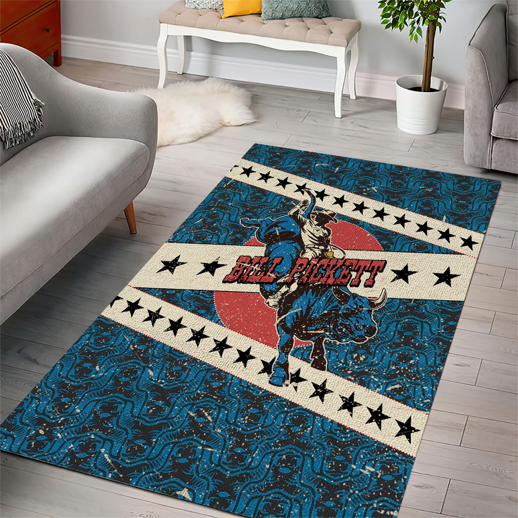 Bill Pickett Black Cowboy Area Rug Western American Heritage - Grunge Stars And Stripes