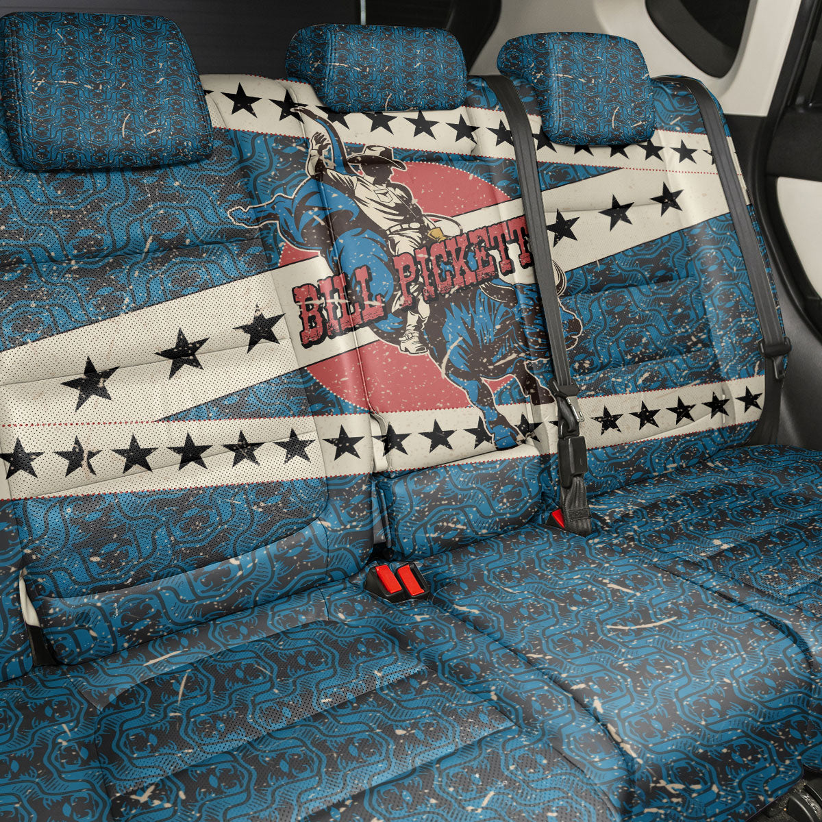 Bill Pickett Black Cowboy Back Car Seat Cover Western American Heritage - Grunge Stars And Stripes