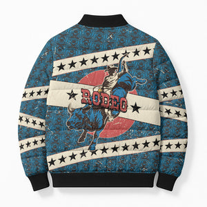 Bill Pickett Black Cowboy Bomber Puffer Jacket Western American Heritage - Grunge Stars And Stripes