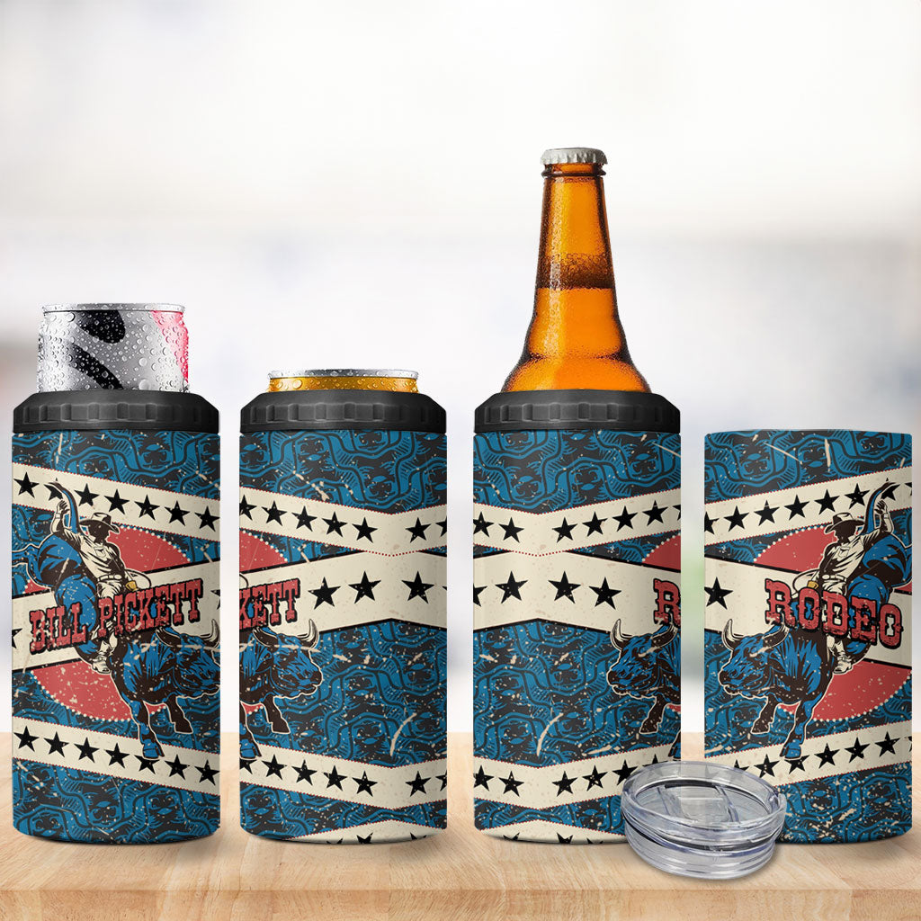 Bill Pickett Black Cowboy 4 in 1 Can Cooler Tumbler Western American Heritage - Grunge Stars And Stripes