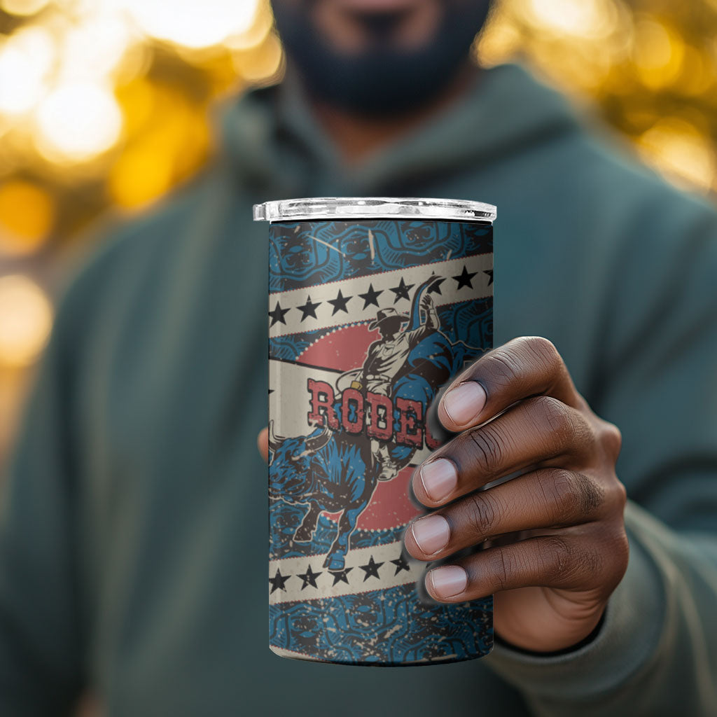 Bill Pickett Black Cowboy 4 in 1 Can Cooler Tumbler Western American Heritage - Grunge Stars And Stripes