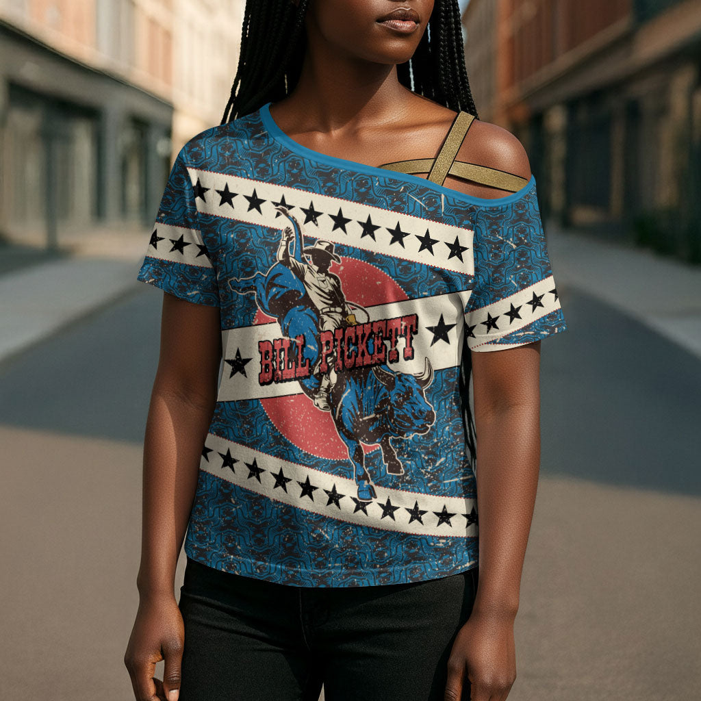 Bill Pickett Black Cowboy Cross Shoulder Shirt Western American Heritage - Grunge Stars And Stripes