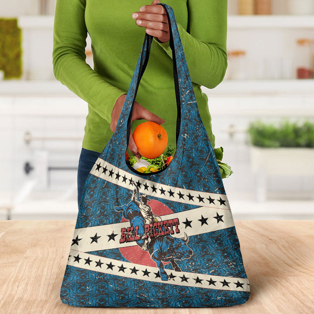 Bill Pickett Black Cowboy Grocery Bag Western American Heritage - Grunge Stars And Stripes