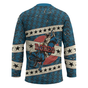 Bill Pickett Black Cowboy Hockey Jersey Western American Heritage - Grunge Stars And Stripes
