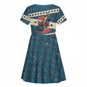 Bill Pickett Black Cowboy Kid Short Sleeve Dress Western American Heritage - Grunge Stars And Stripes