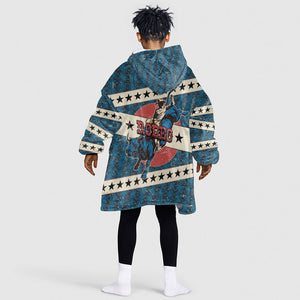 Bill Pickett Black Cowboy Kid Wearable Blanket Hoodie Western American Heritage - Grunge Stars And Stripes