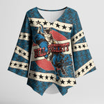 Bill Pickett Black Cowboy Kimono Sleeve Blouse Western American Heritage - Grunge Stars And Stripes