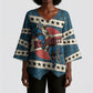 Bill Pickett Black Cowboy Kimono Sleeve Blouse Western American Heritage - Grunge Stars And Stripes