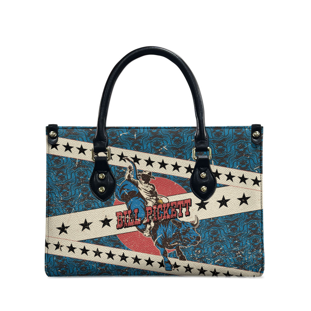 Bill Pickett Black Cowboy Leather Bag Western American Heritage - Grunge Stars And Stripes