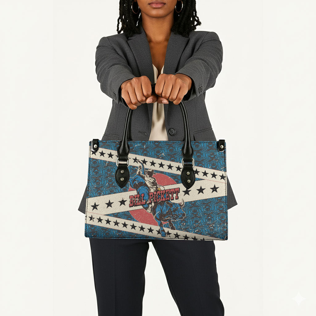 Bill Pickett Black Cowboy Leather Bag Western American Heritage - Grunge Stars And Stripes