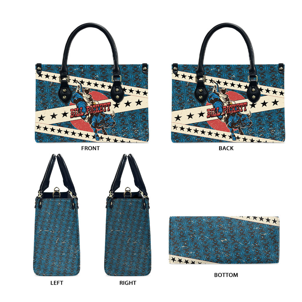 Bill Pickett Black Cowboy Leather Bag Western American Heritage - Grunge Stars And Stripes