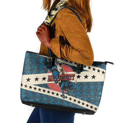 Bill Pickett Black Cowboy Leather Tote Bag Western American Heritage - Grunge Stars And Stripes
