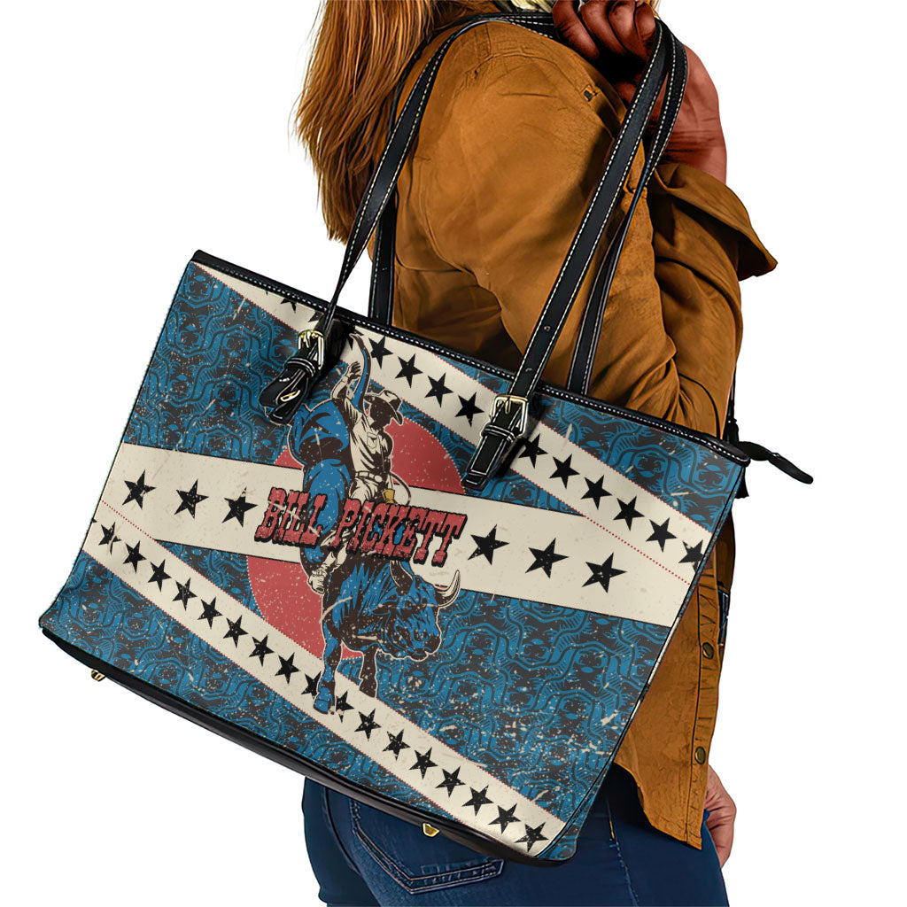 Bill Pickett Black Cowboy Leather Tote Bag Western American Heritage - Grunge Stars And Stripes