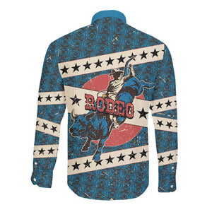 Bill Pickett Black Cowboy Long Sleeve Button Shirt Western American Heritage - Grunge Stars And Stripes