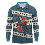 Bill Pickett Black Cowboy Long Sleeve Polo Shirt Western American Heritage - Grunge Stars And Stripes