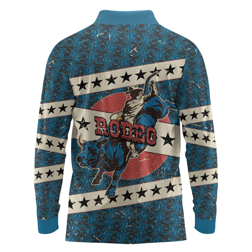 Bill Pickett Black Cowboy Long Sleeve Polo Shirt Western American Heritage - Grunge Stars And Stripes