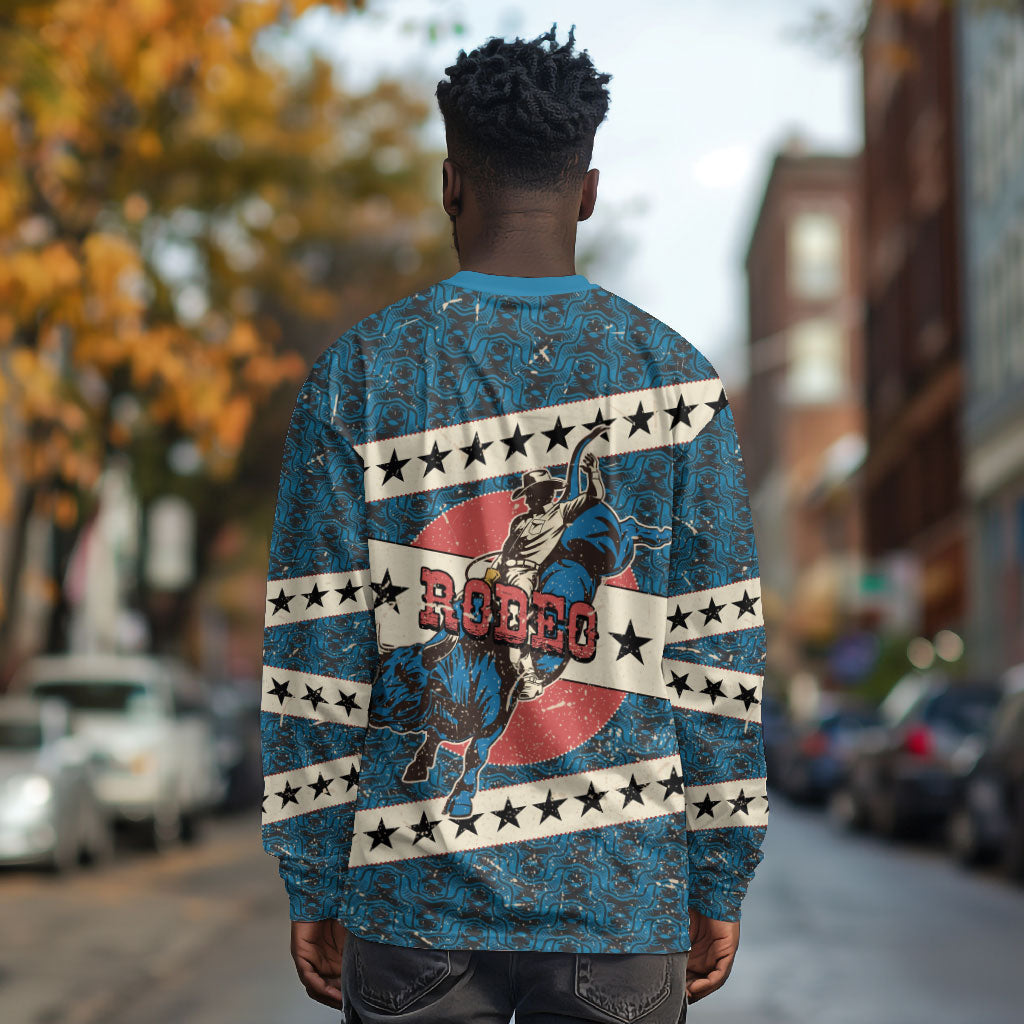 Bill Pickett Black Cowboy Long Sleeve Shirt Western American Heritage - Grunge Stars And Stripes