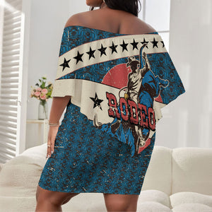 Bill Pickett Black Cowboy Off Shoulder Short Dress Western American Heritage - Grunge Stars And Stripes