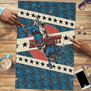 Bill Pickett Black Cowboy Puzzle Western American Heritage - Grunge Stars And Stripes