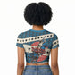 Bill Pickett Black Cowboy Raglan Cropped T shirt Western American Heritage - Grunge Stars And Stripes