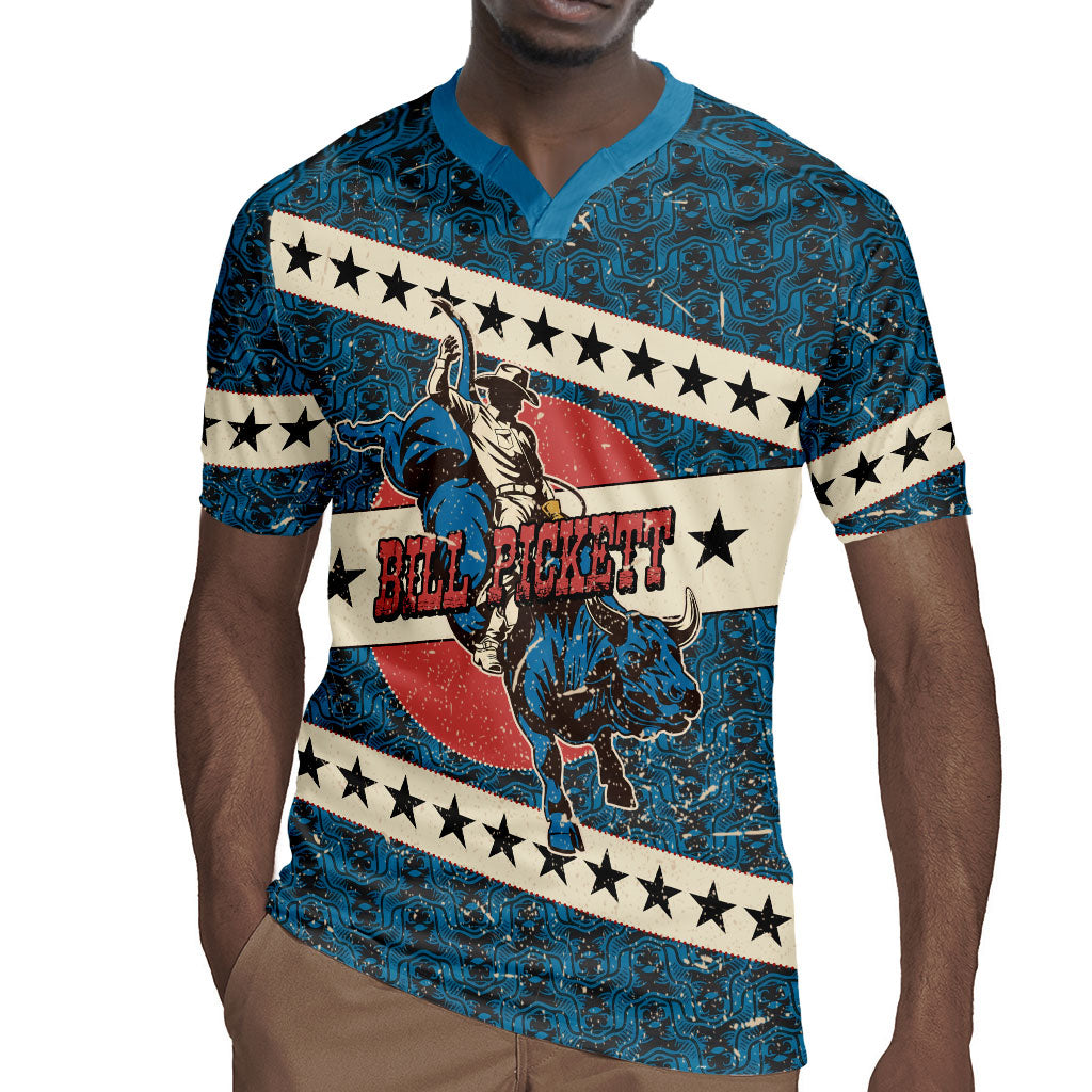 Bill Pickett Black Cowboy Rugby Jersey Western American Heritage - Grunge Stars And Stripes