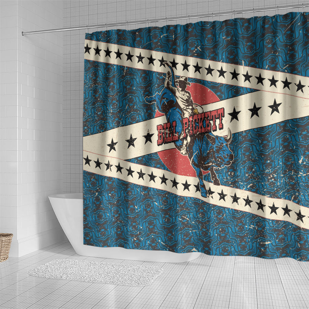 Bill Pickett Black Cowboy Shower Curtain Western American Heritage - Grunge Stars And Stripes