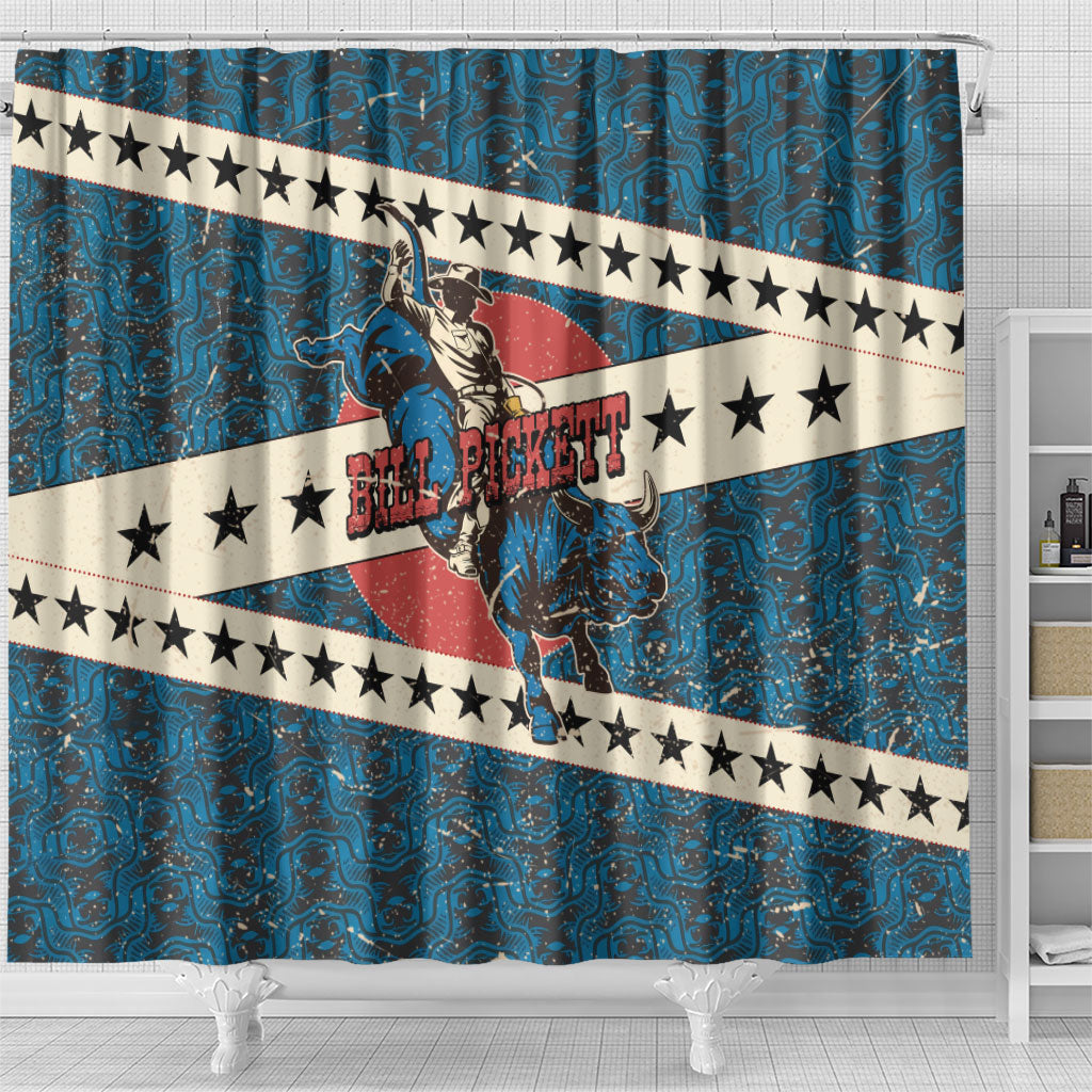 Bill Pickett Black Cowboy Shower Curtain Western American Heritage - Grunge Stars And Stripes