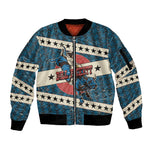 Bill Pickett Black Cowboy Sleeve Zip Bomber Jacket Western American Heritage - Grunge Stars And Stripes